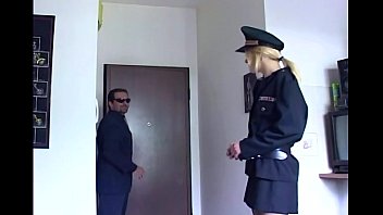 ⁣Blonde In Uniform Fucking In Black Stockings