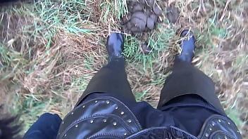 Boots, Fetish, Corset, Outdoors, Rubber, Crushing, Soloboy, Thighboots, Rubberboots, Brokenbitchbell