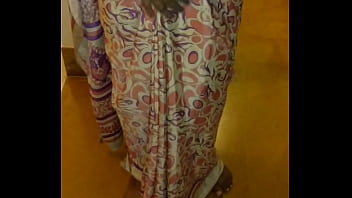 ⁣Wear And Cum In Satin Silk Saree Of Neighbor 2