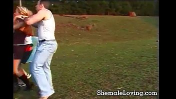 Slutty Shemale Playing With 2 Cocks