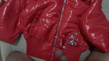 Cum On My Girlfriend’ Shiny Nylon Jacket