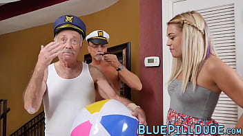 Young Gal Craves For Anal Smashing From Experienced Old Guys