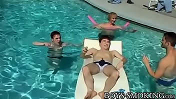 Young Analled Smokers Cum Hard In Poolside Threesome