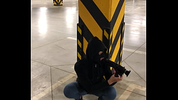 Public Parking Slut Sucks Big Black Dildo