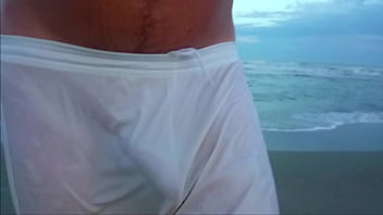 See Through Shorts At The Beach 2