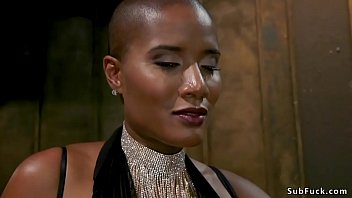 Busty Ebony Dominates Man In Latex