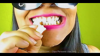 Girl With Beautiful Teeth Crumpled Chewed Up Candy Chewing Gum Nuts To Mud Chew Videos, Look Her Very Close In Her Mouth