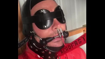 Rubber Gimp Strapped To Chair, Butt Plug Inflated Huge, Electro Nipples Zapping
