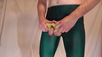Sponge Fucked Hard Though Green Lycra Shorts