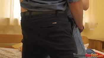 Dude Cums Guys Feet After Anal