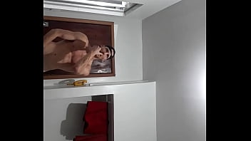 Naked Hunk Out Of Shower Shows Ass, Teases With Towel