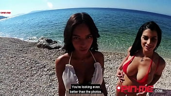 Rosa And Sofia Like To Share _ Spoil His Boner At The Beach! Pin-me.com
