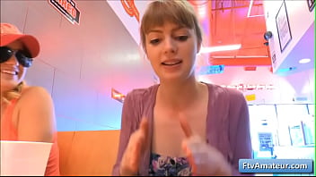 Sensual Hot Teen Blondie Alana Finger Fuck Her Juicy Pussy In A Diner In Public