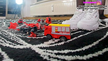 Crush Smashes 5 Fire Cars Ballerinas Sneakers High Heels Nylons Girl Totally Destroys 5 Fire Engines She Smashes 5 Cars In A Row And With 4 Different Shoes Ballerinas Sneakers High Heels