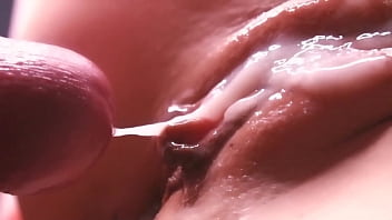 Cum Between Her Labia. Close-up