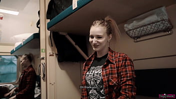 Girl Fellow Traveler Seduced Guy On The Train And Gave Him Blowjob And Swallowed Sperm!