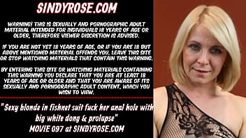 Sexy Blonde In Fishnet Suit Fuck Her Anal Hole With Big White Dong _ Prolapse