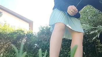 Whore! Pissing And Burping In The Public Park Without Underwear