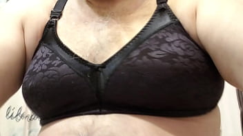 Trying On Black Bra