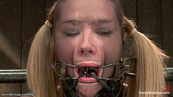 Strapped Babe Riding Vibrator On Stick