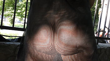 Hairy Mature In Transparent Dress Flashing In The Park