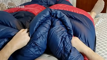 Humping My Favourite Down Sleeingbag. Down Jacket Fetish Masturbation