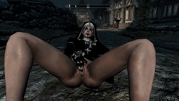 Skyrim : 2 Nuns Masturbating With Leather Gloves In Front Of Everyone