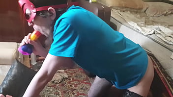 Crossdresser Anal Solo Sex With Riding Dildo