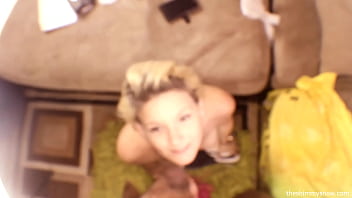 Pocket-sized Submissive Blonde White Girl W/ Big Tits Sucks Black Cock Until It Cums