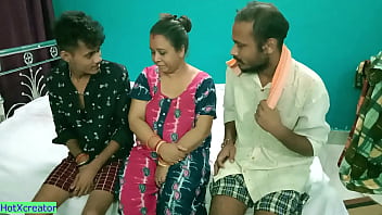 Hot Milf Aunty Shared! Hindi Latest Threesome Sex