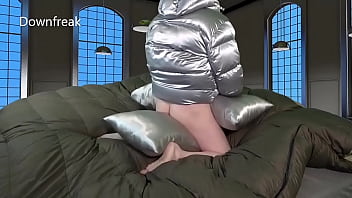 Satin Pillow Humping And Cum On Super Puff Jacket