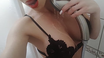 Veve Swallows The Running Water From The Shower