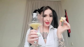 Sweet And Delicious Apple Spit For The Dirty Boy. Open Your Mouth And Enjoy An Unforgettable Cocktail From Dominatrix Nika.