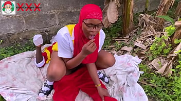 New Year Fuck Between African Santa And Stepdaughter Of His Close Friend In The Bush