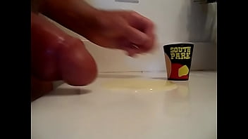 Dumping Shotglass Full Of Cum On The Vanity