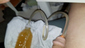 Orange Foam Sealed Hose In Pisshole Inject Bottled Piss Squeeze Foot Bubbles 2