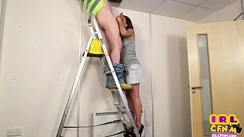 Cfnm Amateur Femdom Teen Sucks Repairer Cock On The Ladder
