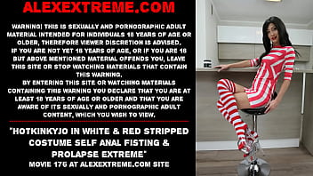 Hotkinkyjo In White _ Red Stripped Costume Self Anal Fisting _ Prolapse Extreme