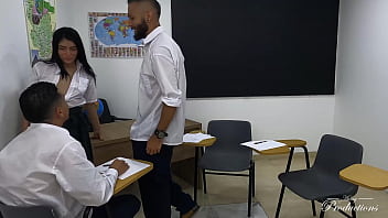 These Students Need To Pass The Subject And Decide To Seduce The Nerd In The Room To Pass The Subject