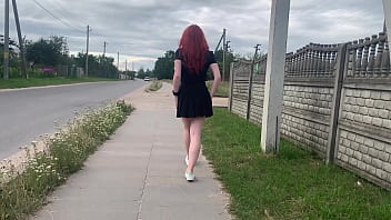 Redhead Masturbates On The Street