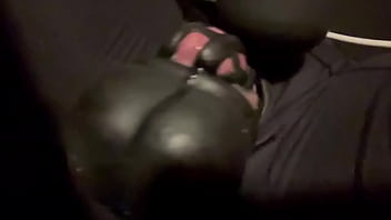 Sexy Guy In All Black Fucks His Ass With A Vibrator Until His Caged Cock Sprays Cum
