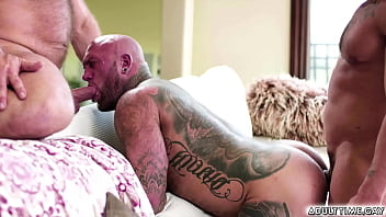 Couples Brock Banks And Rick Kelson Are Cuddling At The Sofa And Thinking Of Brocks First Time Topping On Guy And Rick Has An Idea Of Doing Role Play