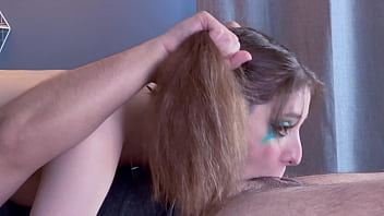 Side Pov Sloppy Handlebar Deepthroat Facefuck For Harley Quinn Ends With Head Pumping Cum In Throat