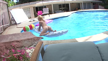 Ally Ann Sexy Blonde Cutie Poolside Huge Cock Deepthroat Blowjob And Cum Facial