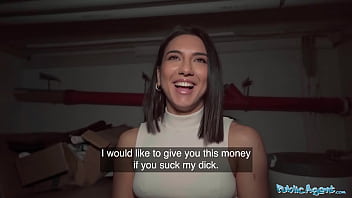 Public Agent Beautiful Brunette Biology Student Cums Over A Stranger Cock