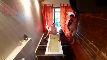 Peep. Voyeur. Housewife Washes In The Shower With Soap, Shaves Her Pussy In The Bath. 22