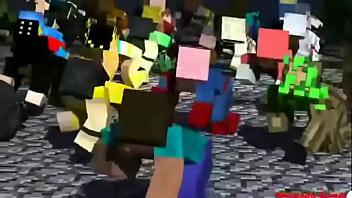 Steve Dançando Com Um Monte De Npc, Fds Kkkkk