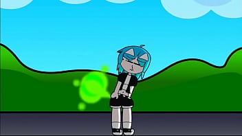 Una Animación Corta Tirándose P2 Chica Pelo Azul Cian