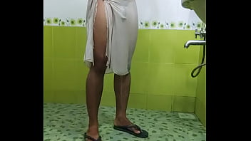 Indian Boy Bathing In Towel