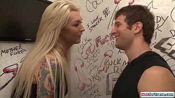 Two Shemales One Guy Gloryhole Blowjob